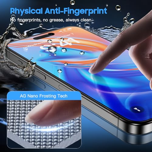 Image of Uyiton for iPhone 15 Pro Max Matte Privacy Screen Protector - Anti-Fingerprint [Easy to Install] Anti-Spy Shatterproof Full Coverage 9H Tempered Glass Screen Cover, 2 Pack