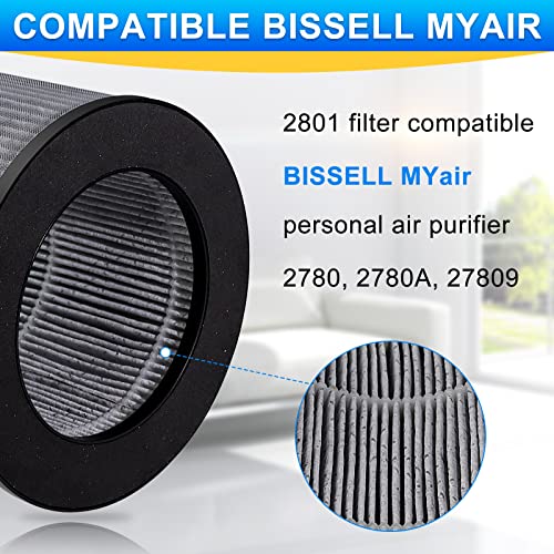 2780A 2801 Filter Replacement fit for Bissell MYair MY air Personal Air-purifier 2780 2780B 2780P 27809 2 Pack High Efficiency Activated Carbon Filters LUXRILIX