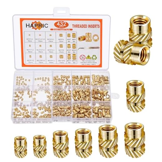 Hapric 432 Pcs Threaded Inserts for Plastic Heat Set Insert M2 M2.5 M3 M4 M5 M6 Brass Metric Knurled Nuts Kit for 3D Printing Automotive Plastic Shell