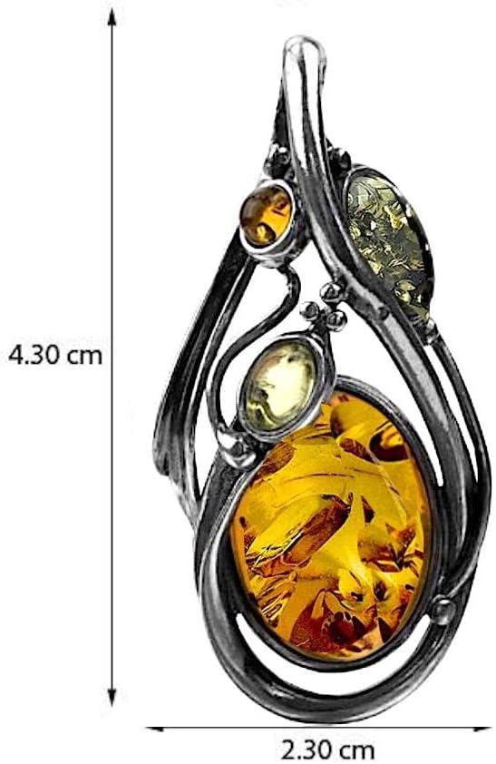 Ian and Valeri Co. Multicolor Amber Sterling Silver large Pendant Necklace18 Inches - Image 3