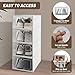 DAERNA 20 Pack Shoe Storage Boxes Stackable - Clear Plastic Foldable Shoe Organizer with Lid for Closet, Entrance, Bedroom, Fits Women's Size 10, Men's Size 9 (White)