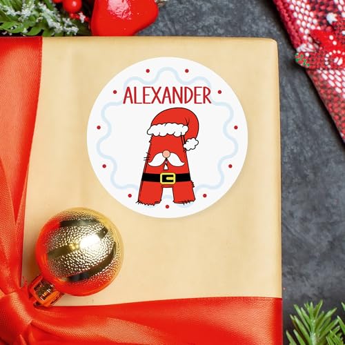 Image of Personalized Christmas Stickers, Custom Name Waterproof Christmas Gift Tags for Gift Box Holiday Decorations, Stockings, Party Favors (Initial 2)