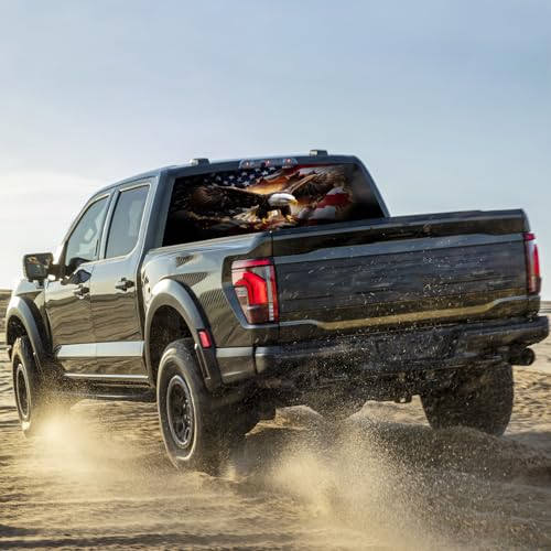 Image of Rear Window Decals for Trucks - 65x17.3 in Back Window Decals Fit Most Pickup Trucks SUV, Vinyl American Flag Back Window Decal for Car Personalized Decoration