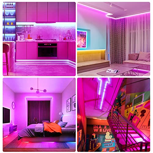 Image of Neon Rope Lights, 16.4ft Rope Lights with Dimmable Remote and Adapter, Waterproof Flexible Smart Led Strip Lights for Bedroom, Super Bright, DIY Neon Sign, Indoors Outdoors Wall Decor, Pink