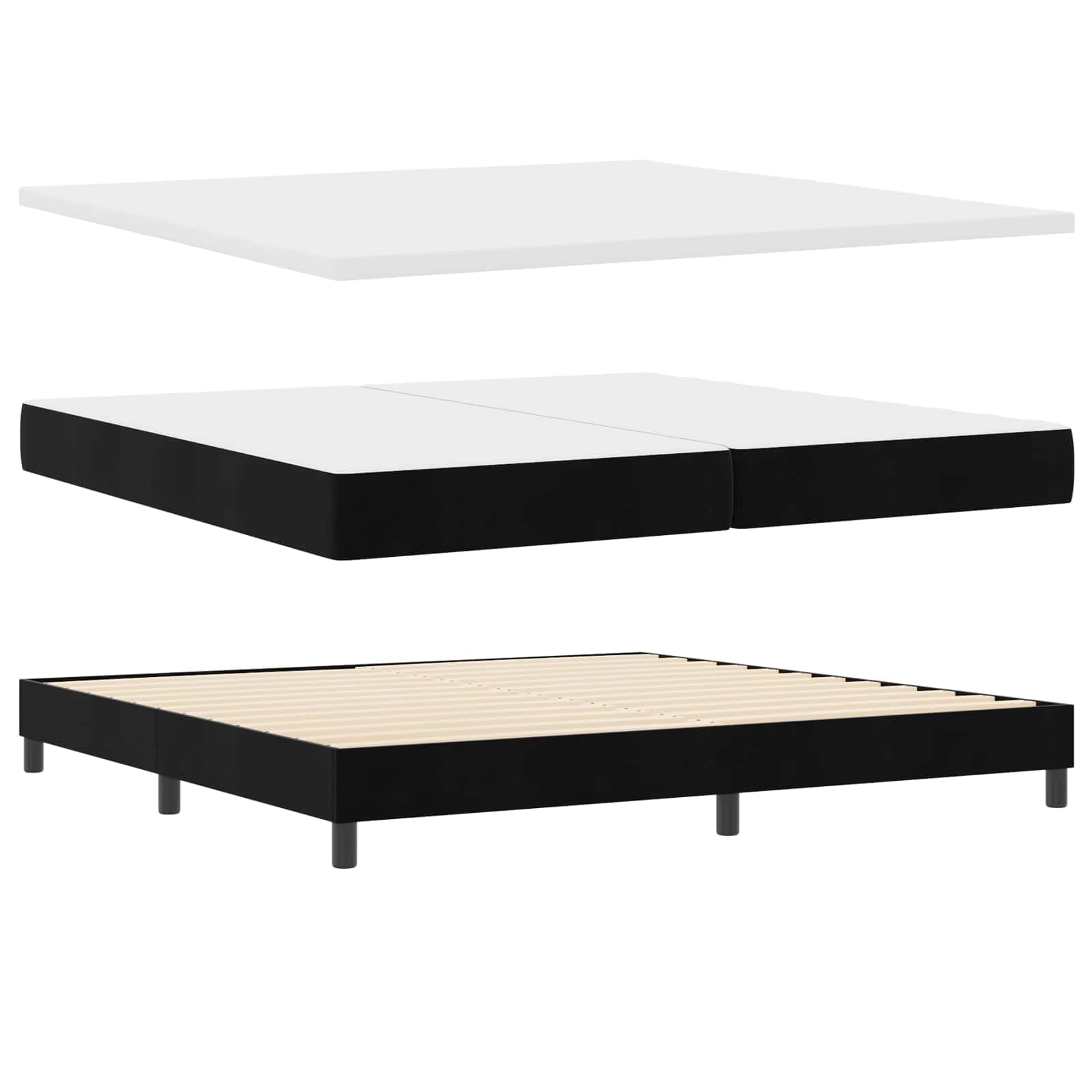 Velluto premium design moderno LED letto matrimoniale 200x200 cm Nero