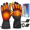 Heated Gloves for Men Women, 7.4V 6000mAh Rechargeable Waterproof Windproof Thermal Gloves with 3 Heat Settings, Touchscreen Winter Gants Chauffants for Skiing, Riding, Gift for Men, (Size M)