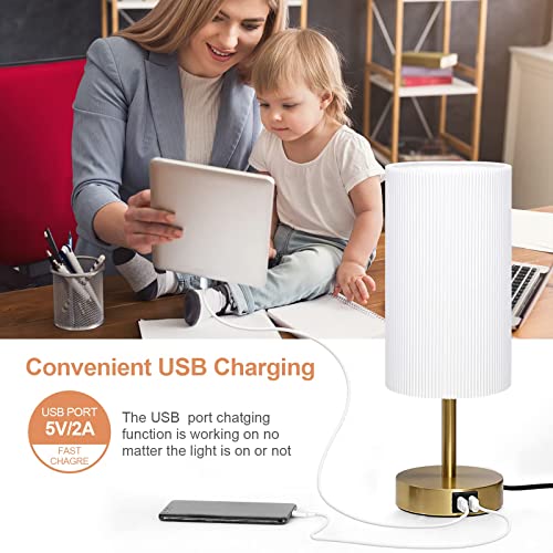 image for Kinsdan Bedside Table Lamp, Touch Control Bedside Lamp with USB Port O