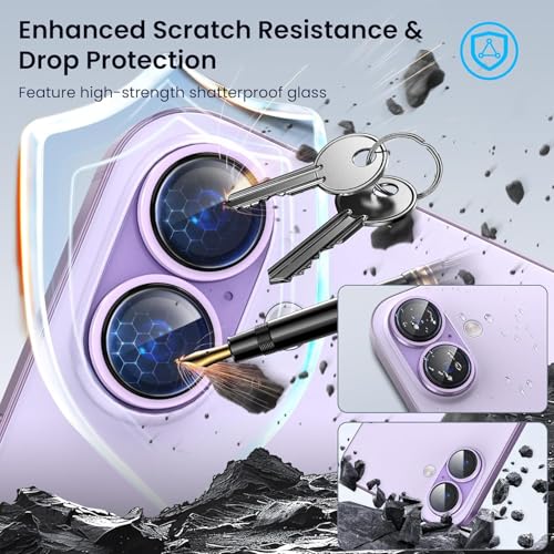 Image of Pack of 2 Titanium Camera Lens Protector for iPhone 17 Purple 9H Tempered Glass HD Clear Camera Guard Scratch Resistant Drop Protection Anti Fingerprint Case Friendly Waterproof Anti Bubble Easy Install