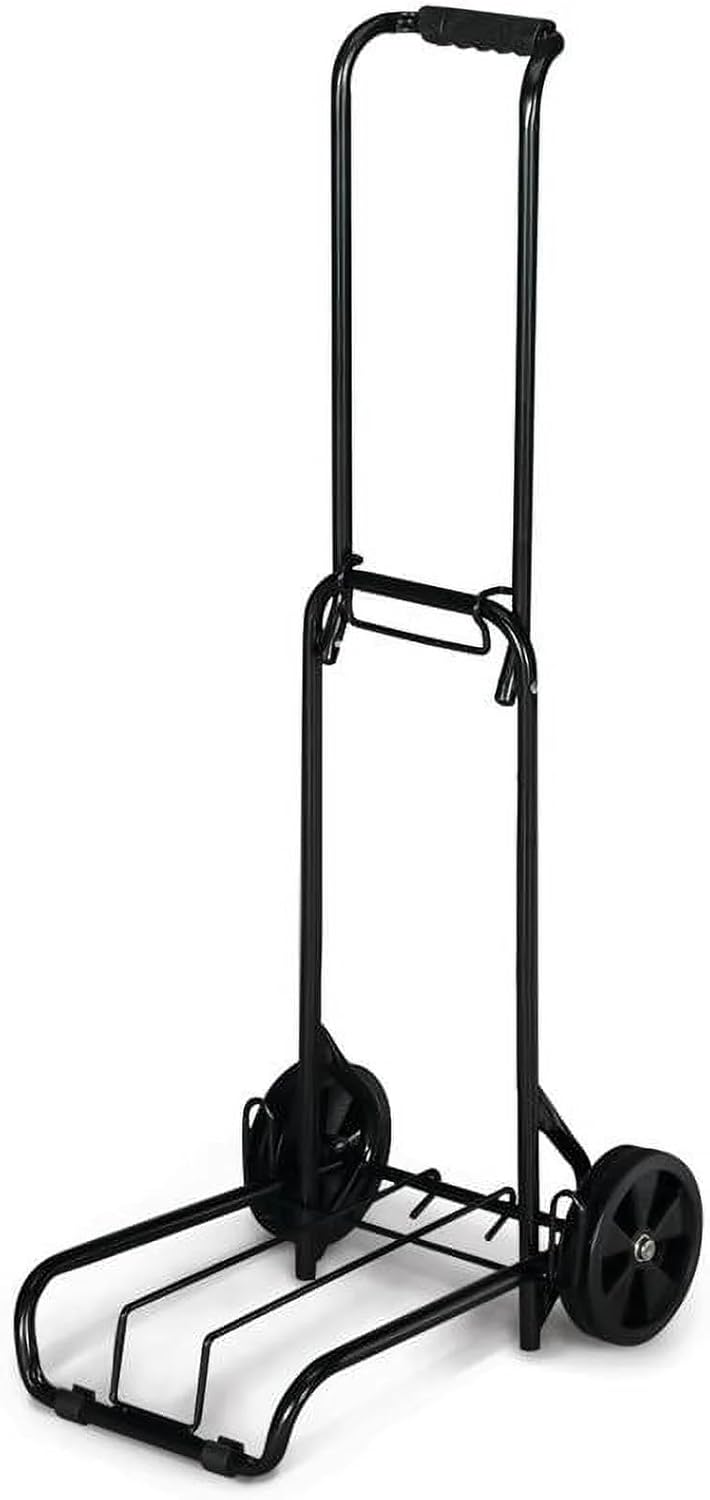 Black Metal Folding Luggage Cart – 39" Adjustable Height, 75lb Capacity, Lightweight