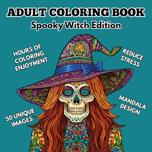 Adult Coloring Book Spooky Witch Edition: Relaxing Whimsical Witch Designs with Intricate Mandalas | Eco-Friendly 8.5" x 8.5" Size | Stress Relief and ... Mandala Art for Relaxation and Stress Relief image 2