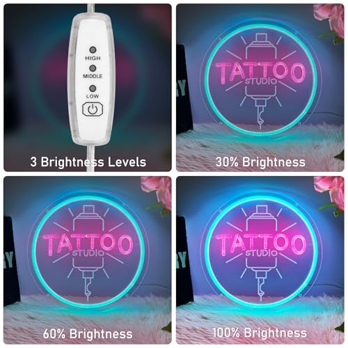 Image of TATTOO Studio Neon Sign LED Tattoo Wall Decor USB Powered Adjustable Brightness Dimmable Neon Light for Business Stores Birthday Christmas Gifts