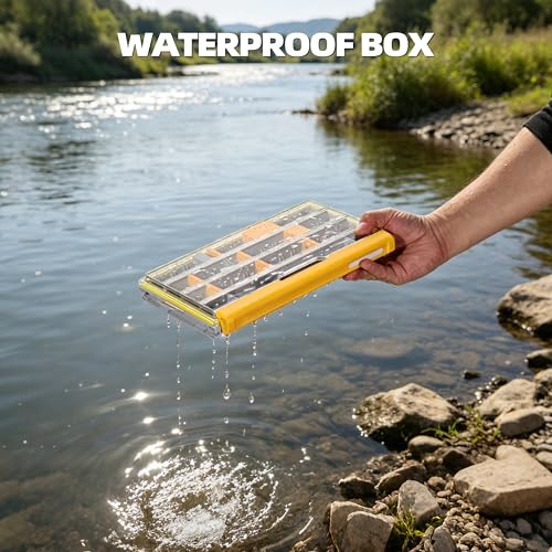 Image of RUNCL 3600 Standard Fishing Tackle Box, Waterproof Floating Lure Storage Box with Adjustable Dividers, Clear Rust-Proof Utility Tray for Terminal Tackle, Hooks and Sinkers
