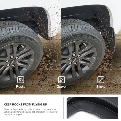 Image of Kiwi Master Mud Flaps for 2015-2022 Chevy Colorado, GMC Canyon Without Flares or Cladding (Excludes ZR2) Heavy Duty Front & Rear Mud Guards