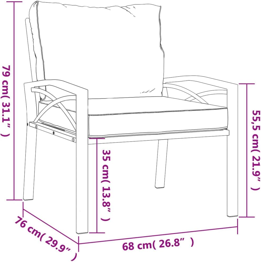 Patio Chair Balcony Furniture,Patio loveseat,Small Patio Furniture,Patio daybed,with Gray Cushions 26.8"x29.9"x31.1" Steel