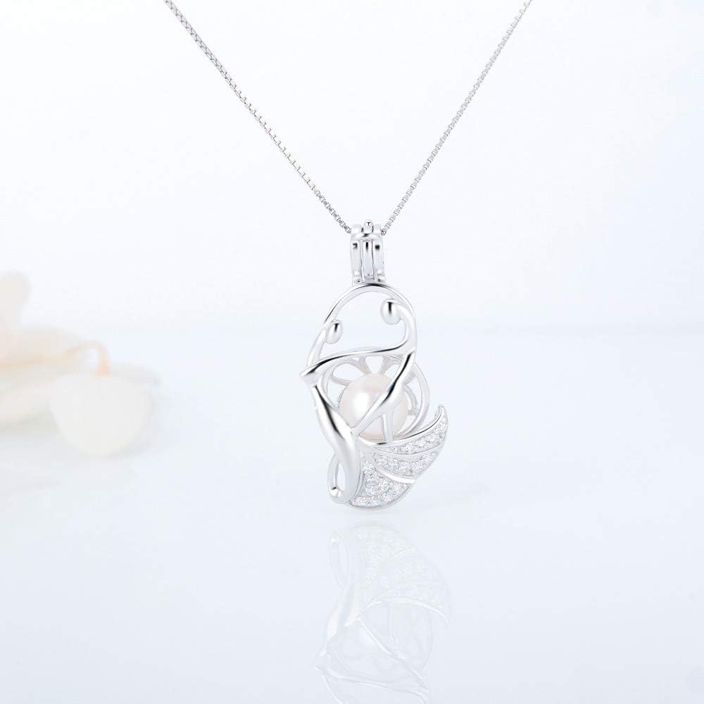 CZ Dancing Couple Cage Pendants for Pearl Jewelry Making Sterling Silver, Design Cage Pendants for Women