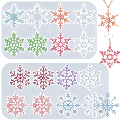 Consejos para Comprar Copos de nieve de silicon que Puedes Comprar On-line. 43 Actvty Moldes de resina de copo de nieve, moldes de silicona de copo de nieve para fundición de resina, 16 cavidades, adornos de Navidad, moldes de resina, aretes de bricolaje,...