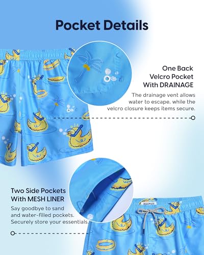 Image of maamgic Mens Swim Trunks 5 Inch with Mesh Lining, Quick Dry Mens Bathing Suit, Swim Shorts for Swimming and Beach