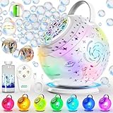 Macchina per bolle con telecomando, rotazione automatica con luce e bolle musicali, batteria ricaricabile, per bambini, matrimoni, feste di compleanno e attività all'aperto