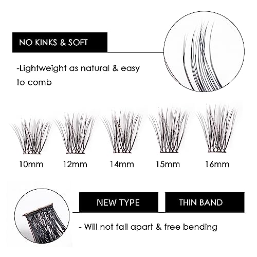 Cluster Lashes 72 Individual Lashes Clusters Eyelash Extensions False Eyelashes Diy Wispy Fluffy Lash Extension Kit Reusable False Eyelashes Natural Look Mix 10-16Mm C D Curl-Dm20 #TOP2