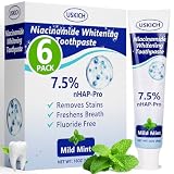 7.5% Nano Hydroxyapatite Toothpaste,6 Pack Fresh Breath Whitening Toothpaste for Remineralizing Enamel & Sensitive Relief,Antiplaque,Natural Peppermint,Fluoride-Free