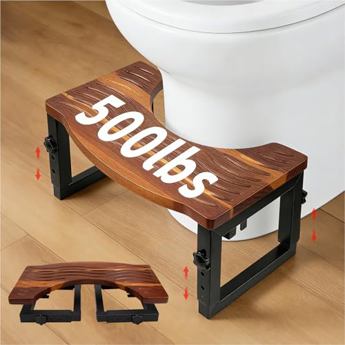 Foldable Toilet Stool-7"&9" Adjustable Height Squatting Pool Stool for Bathroom Sink, Kitchen, Bedroom,Toilet Stool Squat Adult and Kids,Potty Stool with Anti-Slip Strip