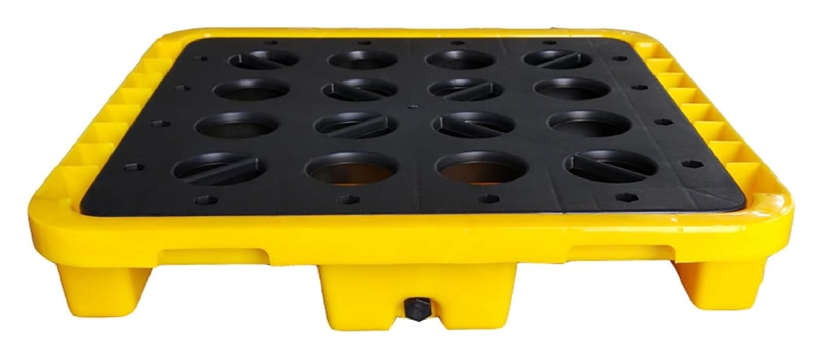 Genérico Plataforma de contención de derrames de Alta Resistencia, Bandeja Modular a Prueba de Fugas para almacenes, Bandeja antiderrames de Polietileno Amarillo y Negro con Rejilla Superior Plana (5