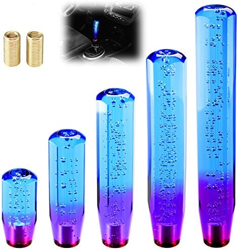 EZAUTOWRAP Shift Knob Stick Crystal Transparent Bubble Purple Blue Throw Gear Shifter 20cm