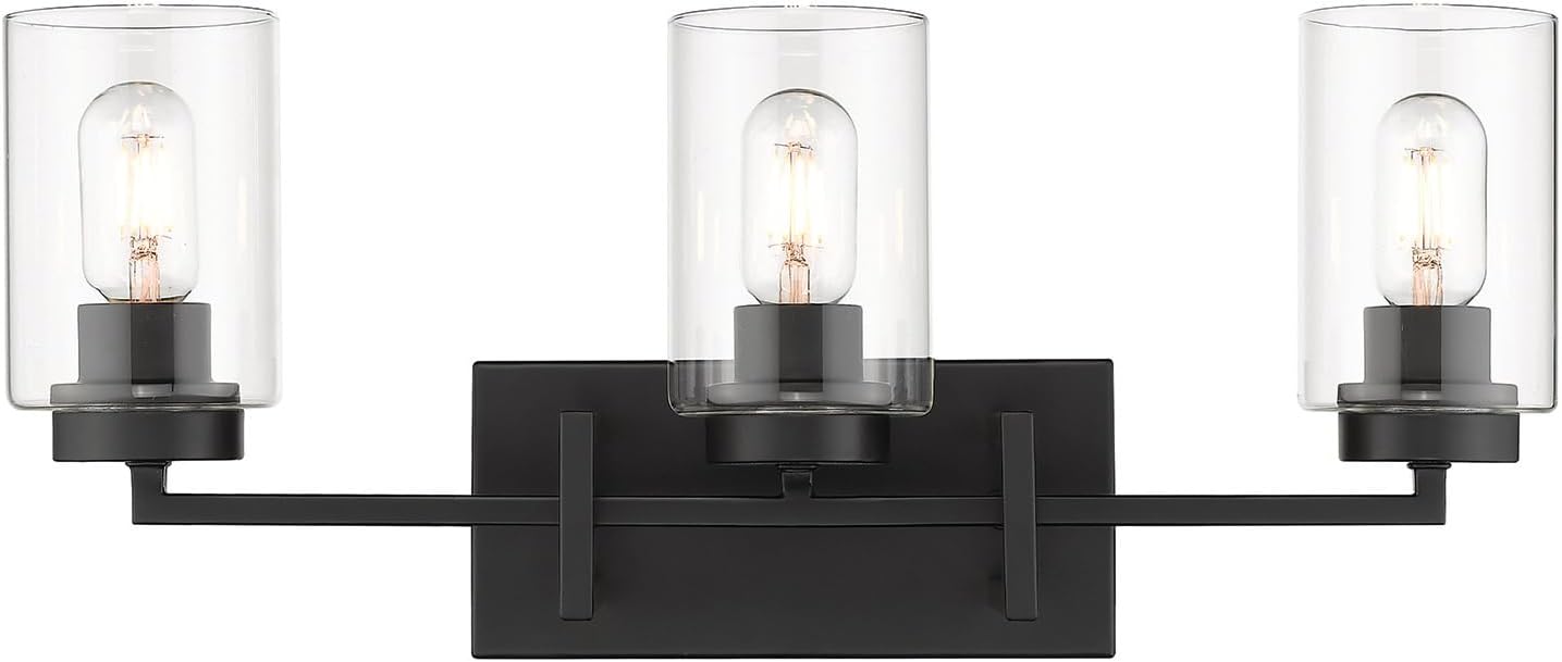 Golden Lighting 6070-BA3 BLK Three Light Bath Vanity, Black
