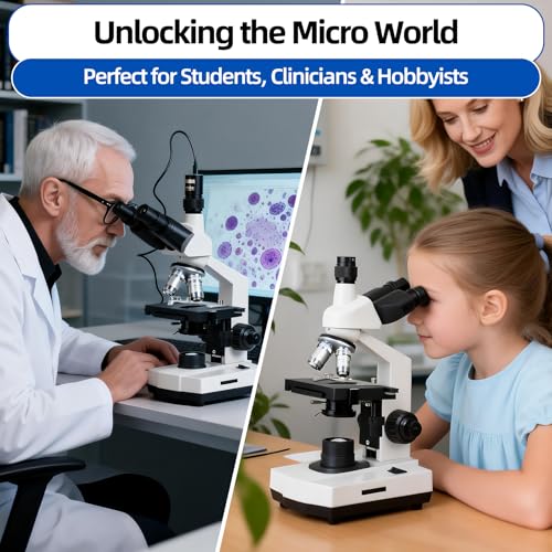 SWIFT SW320T Trinocular Microscope 40X-5000X,Professional Lab Compound Microscope with 2MP Camera, Carrying Case, Phone Holder & Experiment Accessories - Metal Body for Adults & Students