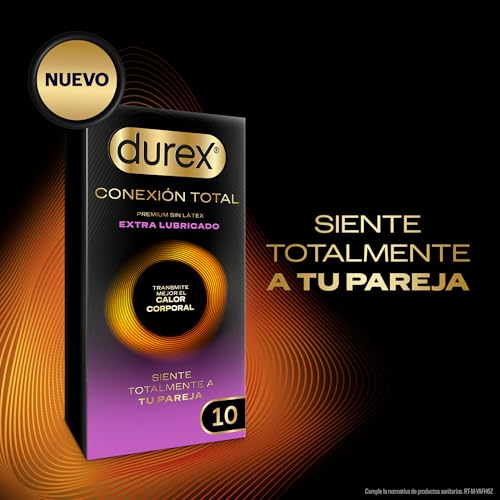 Miniatura 2 de Durex Conexión Total Extra Lubricado - Preservativo Ultra Fino Plus Sin Látex Con Tecnología Body Feel Que Transmite Mejor El Calor Corporal, 10 Condones Xl Extra Lubricados