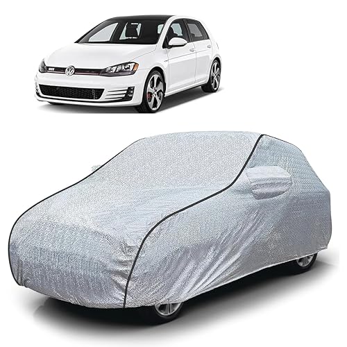 Image of Sulfar 100% Waterproof Car Body Cover Compatible with Mirror for Volkswagen GTI (Triple Stitched, Full Bottom Elastic, Magic Silver with Black Piping)