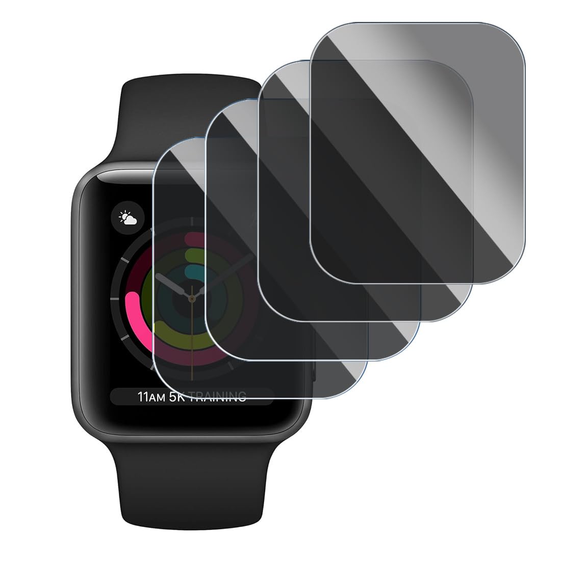 KARYLAX - Protector de pantalla antiespía de cristal flexible, antiarañazos, protector de privacidad para reloj Amazfit Active 42 mm (pack x4)