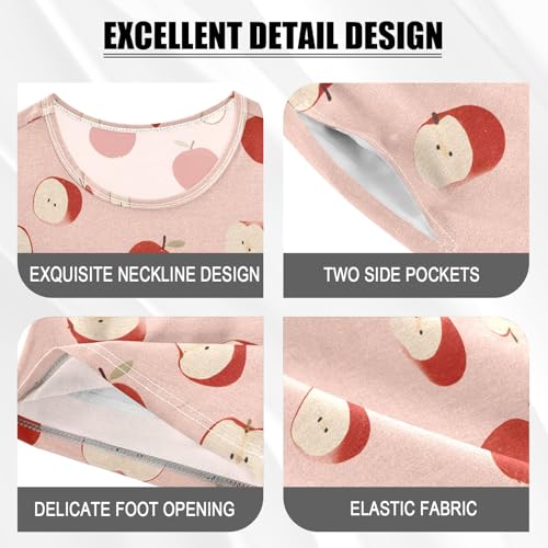 Apples Red Pattern Summer Cute Pajama Sets, Short Sets for Daily Wears and Sleep Wears4