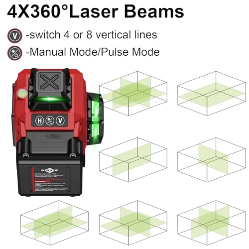 Weiddw Laser Level 360 Self Leveling With Tripod,Weiddw 4D Lazer Level,4X360° Cross Line Laser For Construction Project Renovation,Floor Tile thumb #4