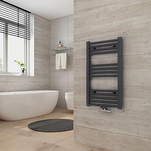 Heilmetz Anthrazit BadHeizkörper 40 x 70 cm Handtuchtrockner Bad-Heizkörper Handtuchheizkörper Mittelanschluss Heizung 663 Watt Leistung Handtuchwärmer