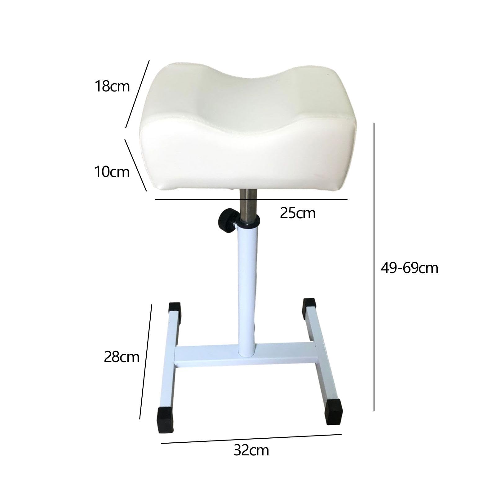 Repose-Pieds Pédicure Manucure Réglable Support de Pied Tabouret Massage Coussin Doux Antidérapant Structure Fer PU Cuir Adapté Salon Spa Beauté Usage, Blanche