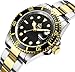 FANMIS Mens Luxury Watches Ceramic Bezel Sapphire Glass Luminous Quartz Silver Gold Two Tone Stainless Steel Watch (Gold Black)