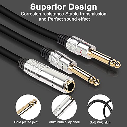 Cable divisor 6.35mm TRS estéreo a doble TS mono 50 cm miniatura 4