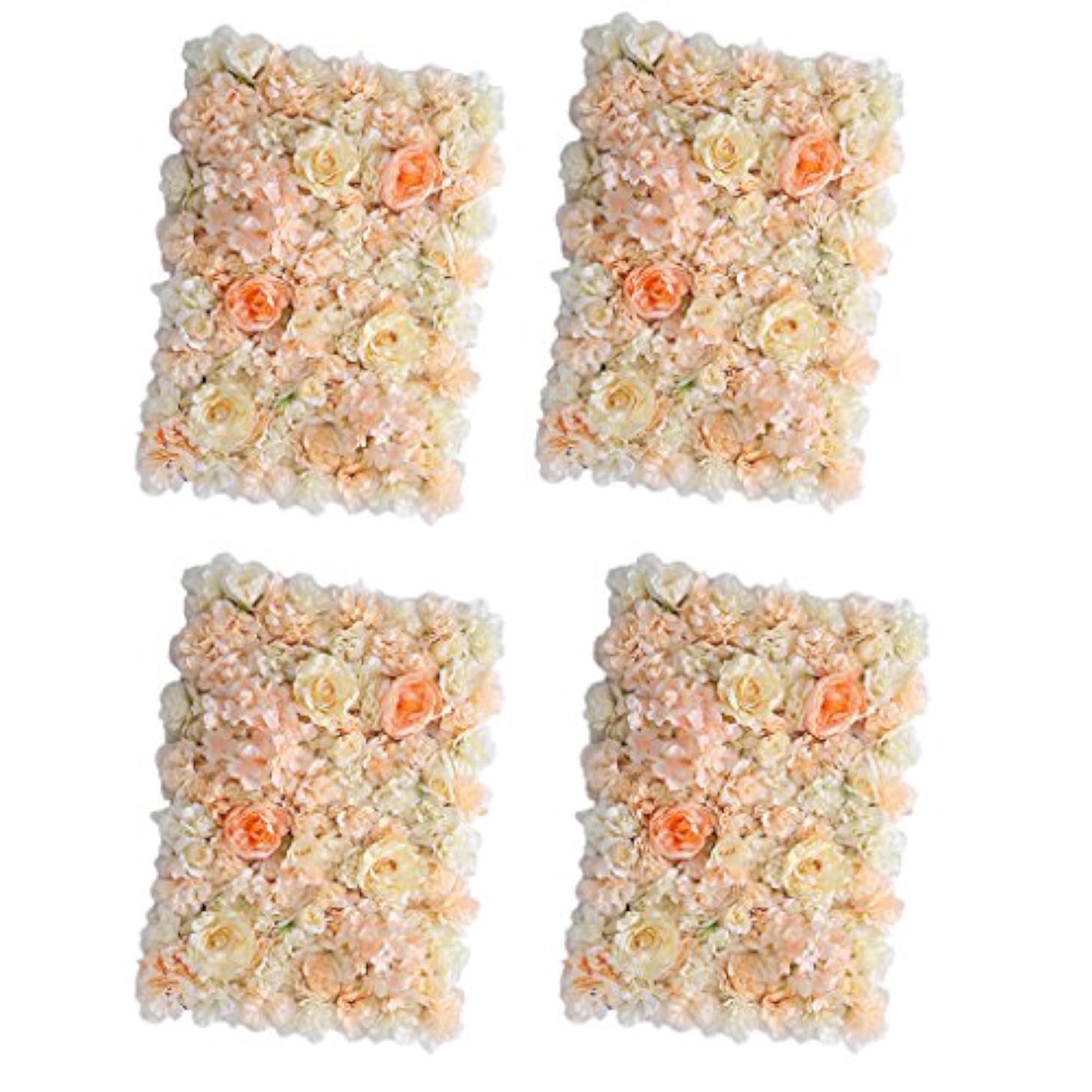4pc Artificial Flower Wall Wedding Venue Decor, Orange