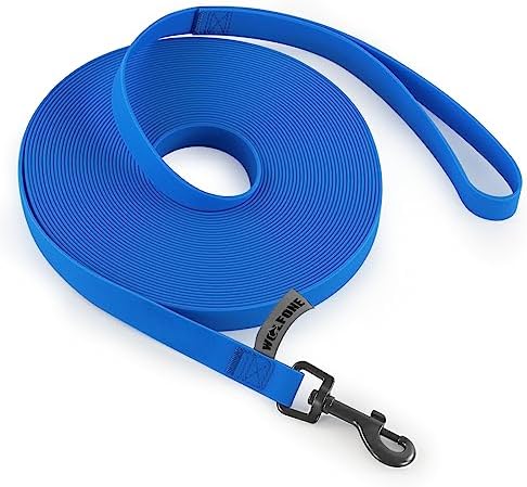 Wolfone 6m blau Schleppleine für Hunde | Wasserdicht, Strapazierfähig, Pflegeleicht, Für Rückruf, Schwimmen, Camping, Strand, Jagd
