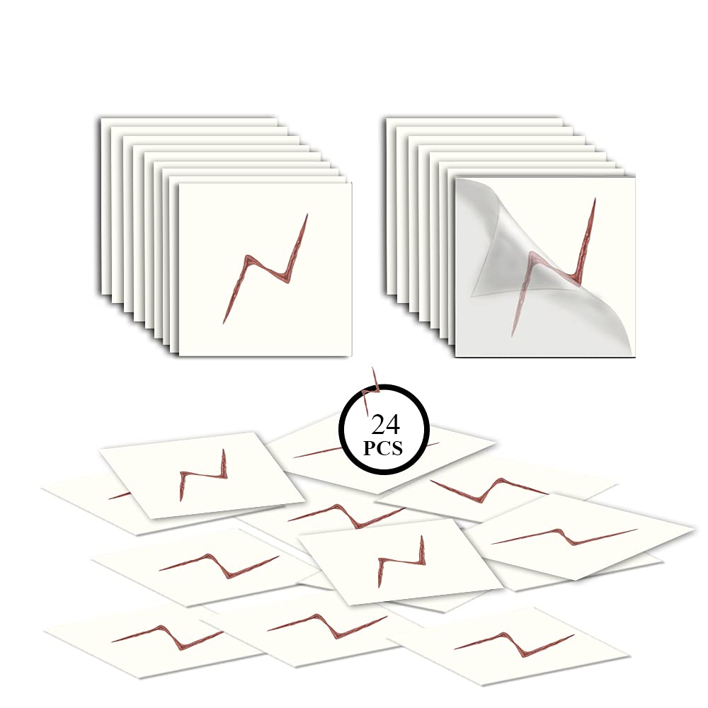 Wizard Lightning Bolt Scar Temporary Tattoos for Halloween,Magic Cosplay Birthday Party Supplies Decorations, 24 PCS