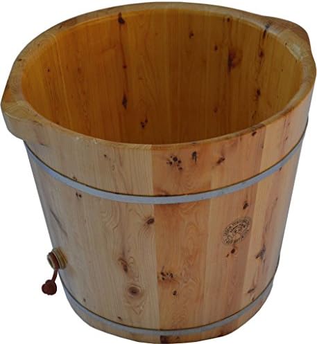 Tall Cedar Wood Foot SteamTub with Drainage Hole and Tube