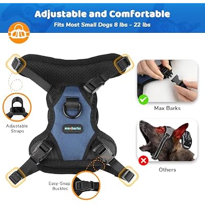 Bark Control Training Vest for Small Dogs - Rechargeable No Barking Device for Dogs - Bark Deterrent with 5 Sensitivity Levels, Adjustable Straps, D-Ring - No False Alarms or Throat Prongs