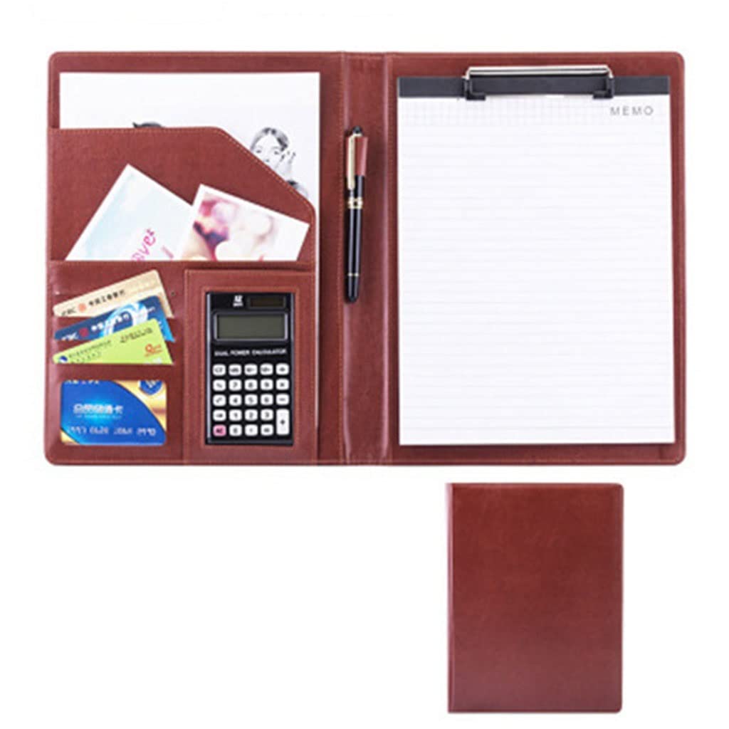 Schreibmappe A4 Klemmbrettmappe A4-Ordner, Klemmbrett-Ordner, Portfolio, PU-Leder, Ordner für Vorstellungsgespräche, Lebensläufe, juristische Dokumente für Frauen und Männer mit Klemmbrett im A4-Form