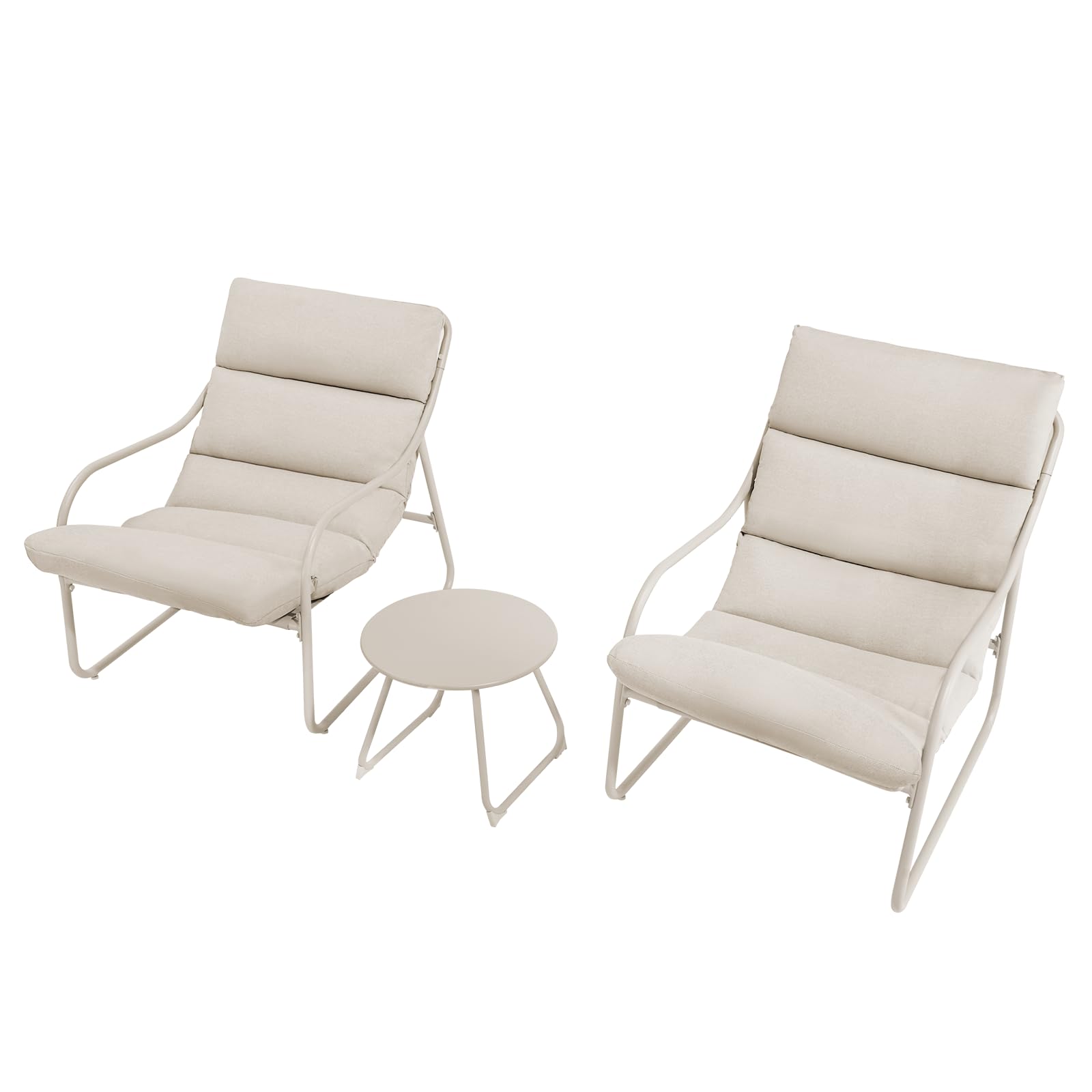 Natural Expressions Ensemble de Meubles de Balcon 3 Pièces, Ensemble de Meubles de Jardin Résistant aux Intempéries, Cadre en Aluminium, Tissu Textilène, Ensemble Style Bistro pour Patio, Beige