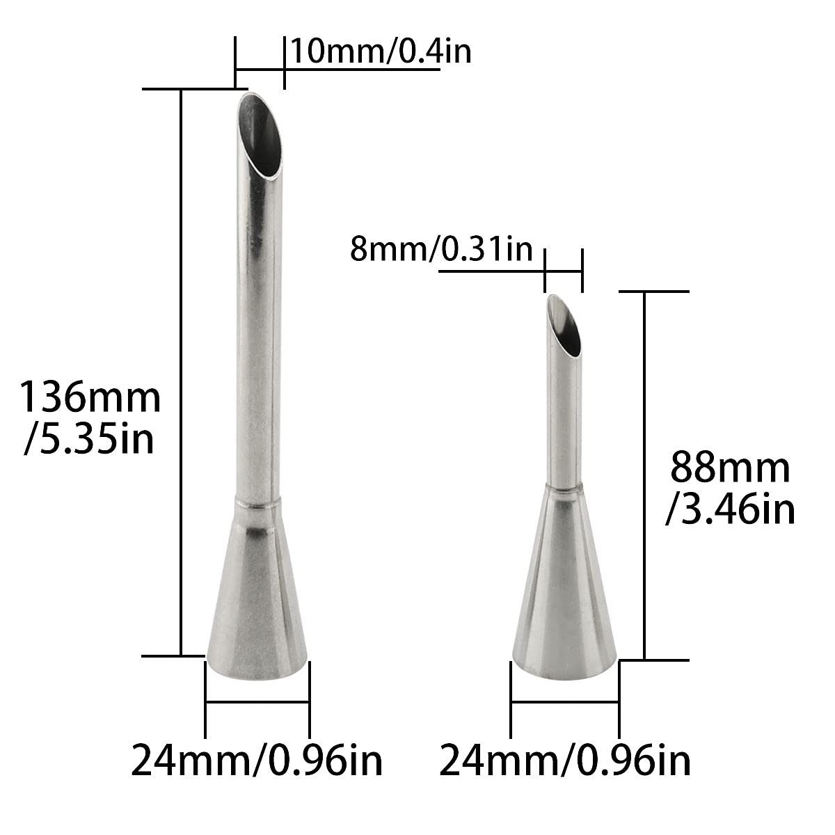 DGHAOP Cake Cream Puff Icing Piping Nozzle Tips 4 in 1 304 Stainless Steel Cream Piping Tip Nozzles Kit for Candy Fondant Baking Cake Decorating