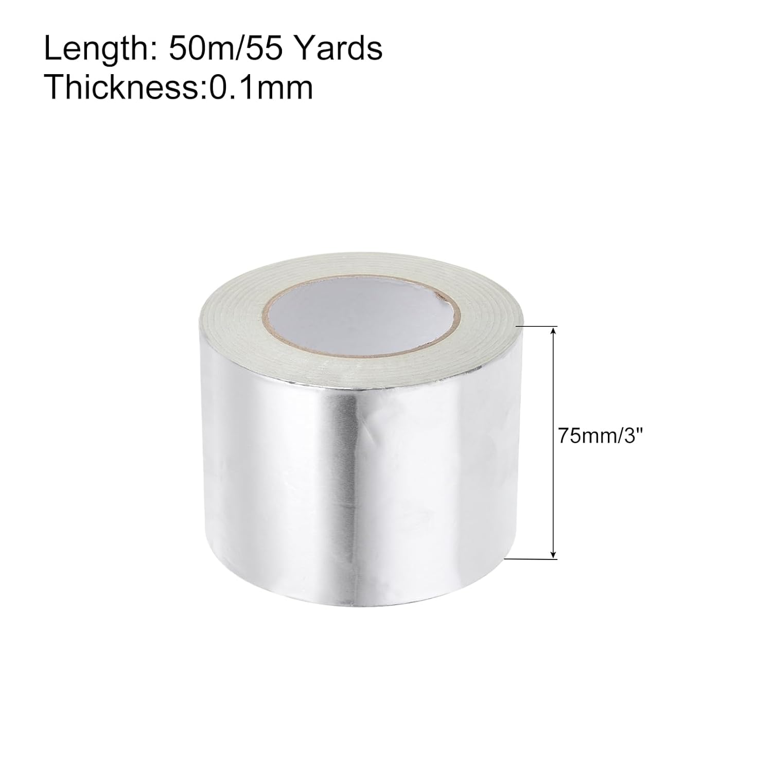 uxcell Aluminum Foil Tape 3 Inch x 55 Yards Silver High Temperature Tape for HVAC, Sealing, Patching Hot and Cold Air Ducts 1 Pcs