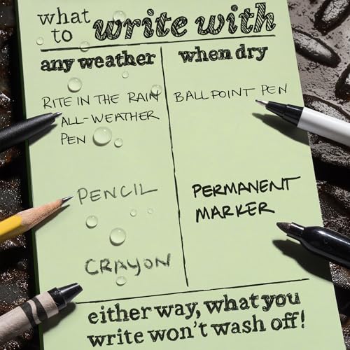 Rite In The Rain Weatherproof Top Spiral Notebook, 4" x 6", Green Cover, Universal Pattern, 3 Pack (No. 946-3) - Thumbnail 5