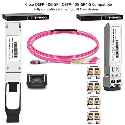Image of 40GBASE-SR4 QSFP+ Optical Transceiver Module Compatible for Cisco QSFP-40G-SR4 Meraki MA-QSFP-40G-SR 40G QSFP+ SR4 850nm 150m DDM MTP /MPO-12 MMF 4 Pack