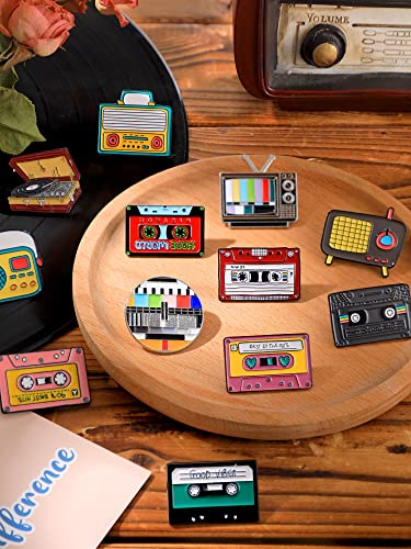 XunYee 12 Pcs 90s Vintage Backpack Pins Enamel Pins for Men Women Jackets Shirts Hat 70s Retro Radio Record Brooches2